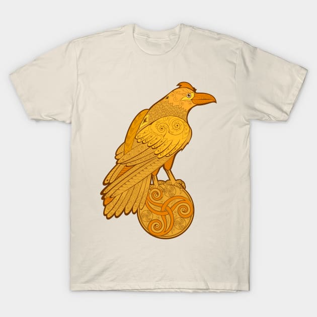 Magic gold crow T-Shirt by Artist Natalja Cernecka